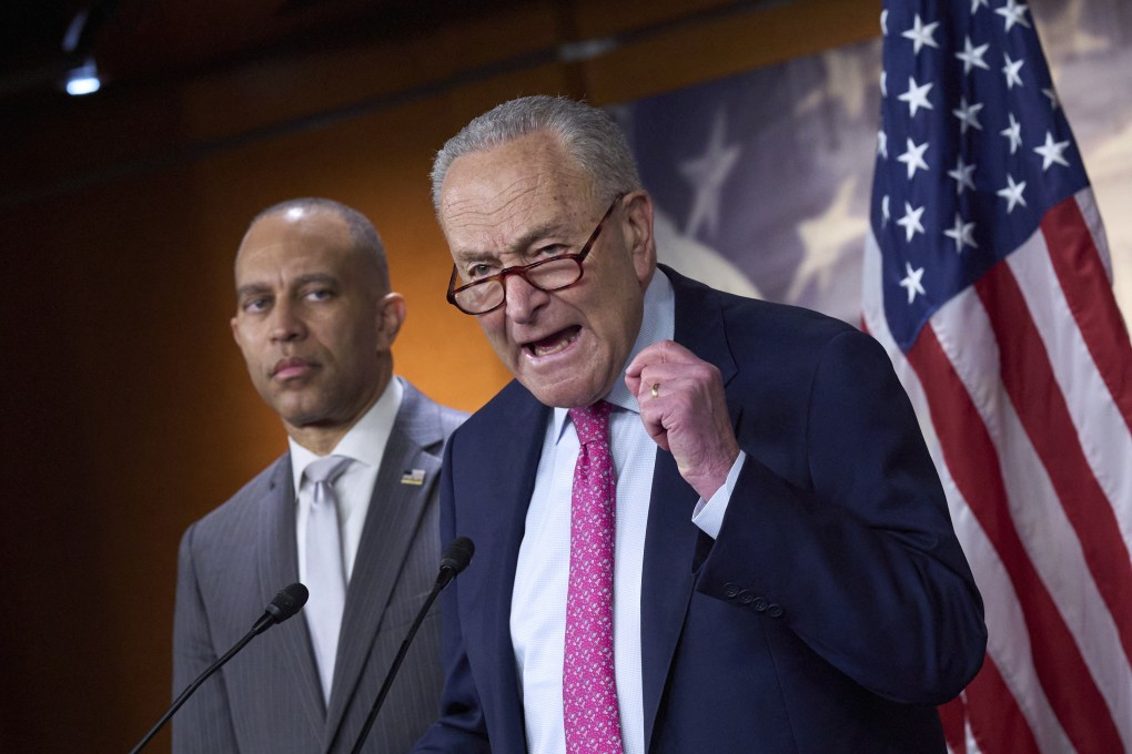 Senate Minority Leader Chuck Schumer, right, and House Minority Leader Hakeem Jeffries. Photo: AP
