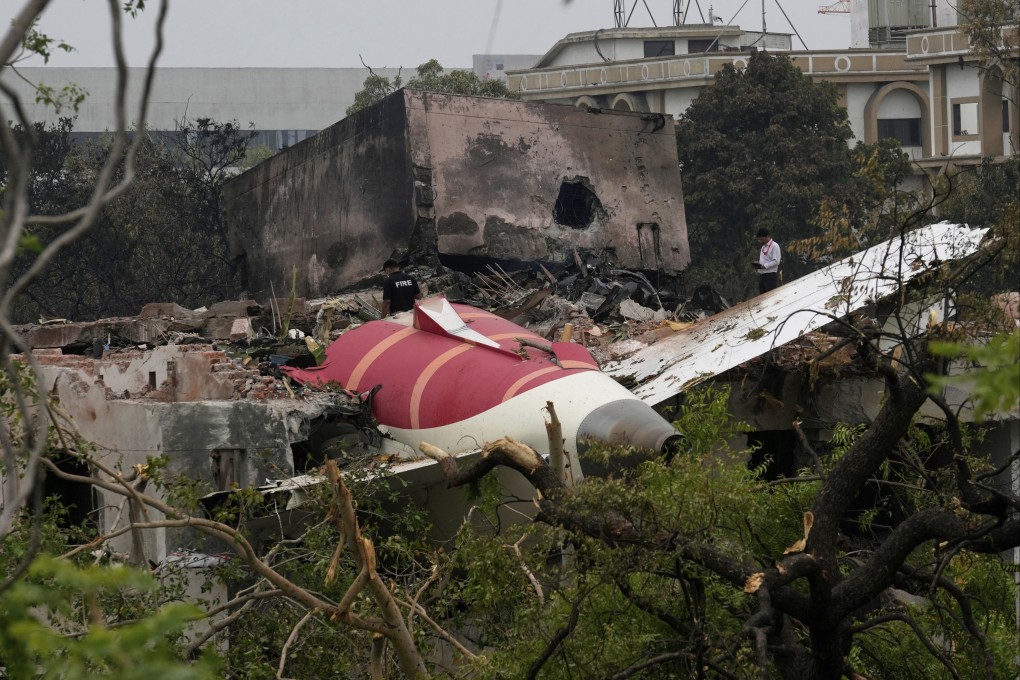 Parts of an Air India plane that crashed on June 12 are seen on top of a building in Ahmedabad, India. Photo: AP