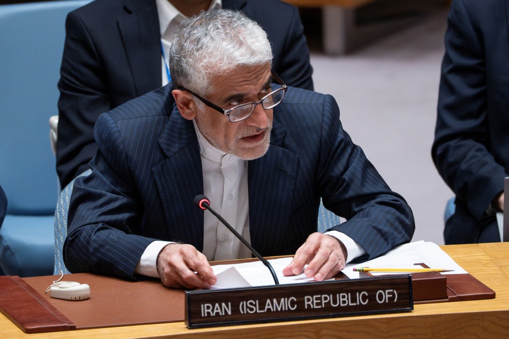 Iran’s Ambassador to the United Nations Amir Saeid Iravani addresses delegates during a UN Security Council meeting in New York City on June 22, following a US attack on his country’s nuclear sites. Photo: Reuters