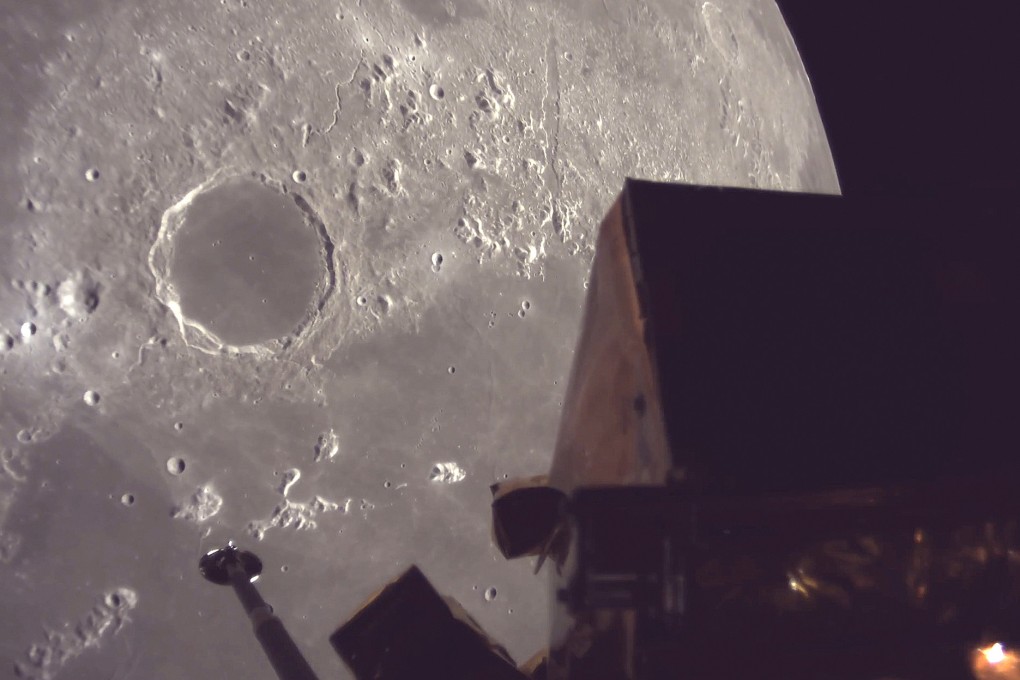 An image provided by ispace shows its Resilience lander circling the moon on June 4. Photo: ispace / AP