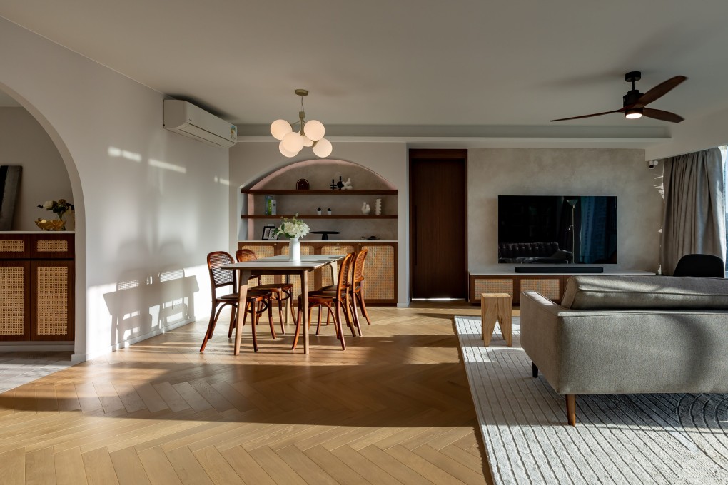 The living and dining area of the Hung Hom, Hong Kong, flat designed by ED Design. Photo: Samson Lau