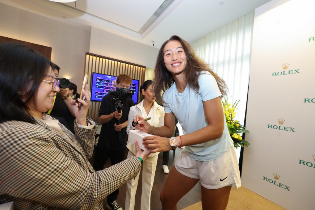 Zheng Qinwen at an event organised by one of her sponsors, Rolex, during the China Open last September. Photo: Getty Images