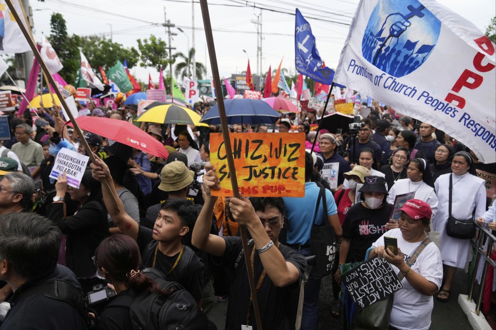 Protesters rally again a Senate decision not to immediately bring Vice-President Sara Duterte to an impeachment trial earlier this month. Photo: AP