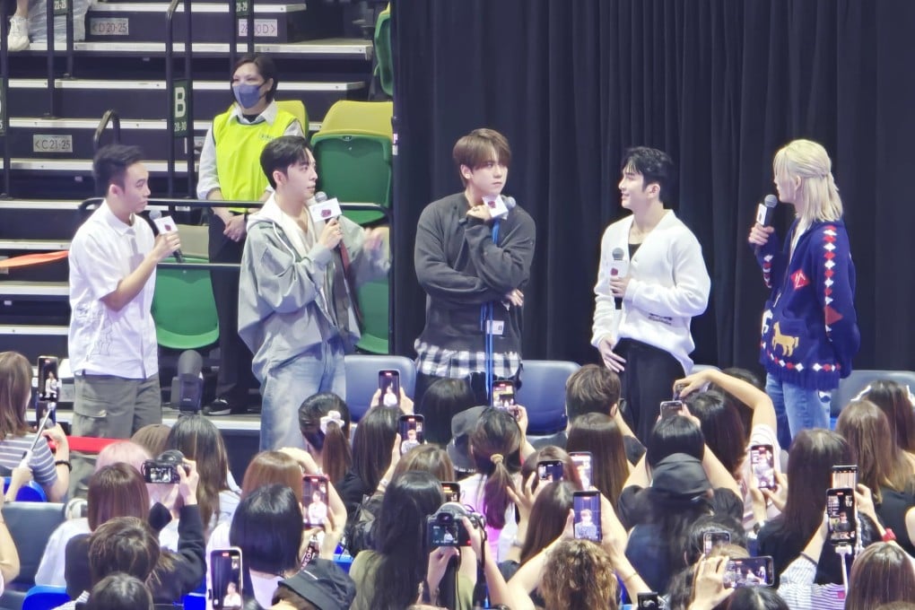 Keung To (centre) appears at MacPherson Stadium in Mong Kok on Wednesday. Photo: Handout