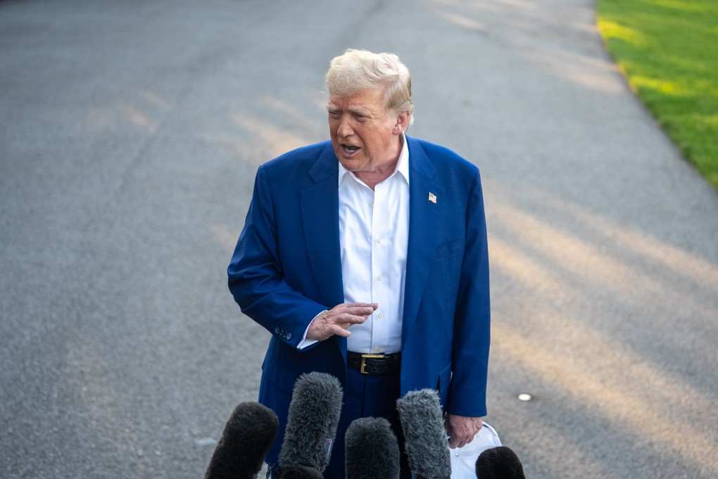 US President Donald Trump takes questions from the press on the South Lawn of the White House in Washington on Tuesday. Photo: Xinhua