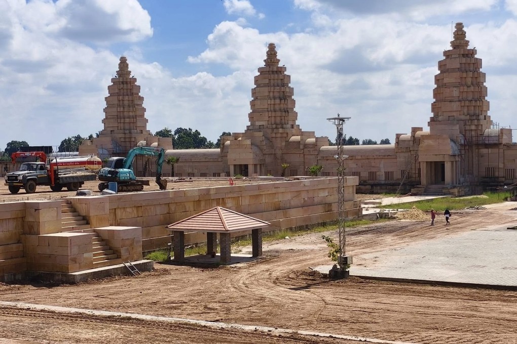 A photo taken in November last year shows the Sihanakhon temple complex in Wat Phu Man Fa under construction. Photo: Facebook/Amazing World Culture Club