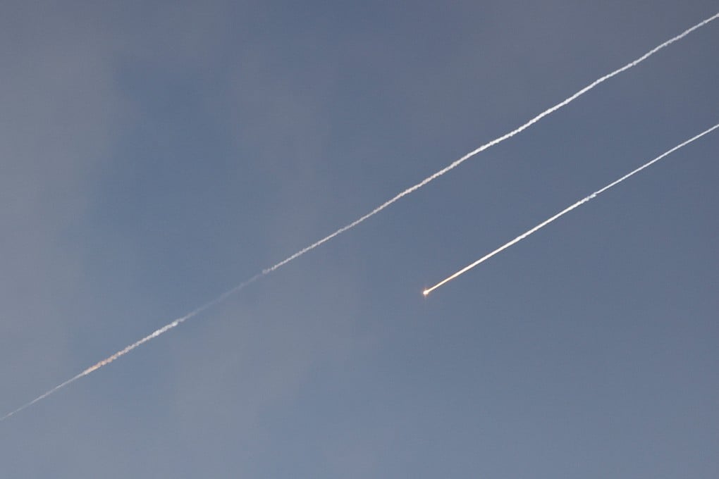 Missiles launched from Iran are seen over Jerusalem amid the Iran-Israel conflict on Tuesday. Photo: Reuters