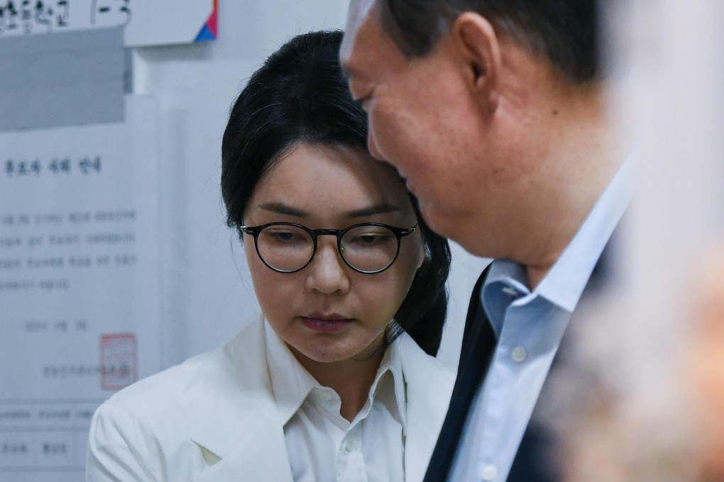 Kim Keon-hee and her husband, former South Korean president Yoon Suk-yeol, wait to cast their ballots in South Korea’s presidential election earlier this month. Photo: Yonhap/dpa