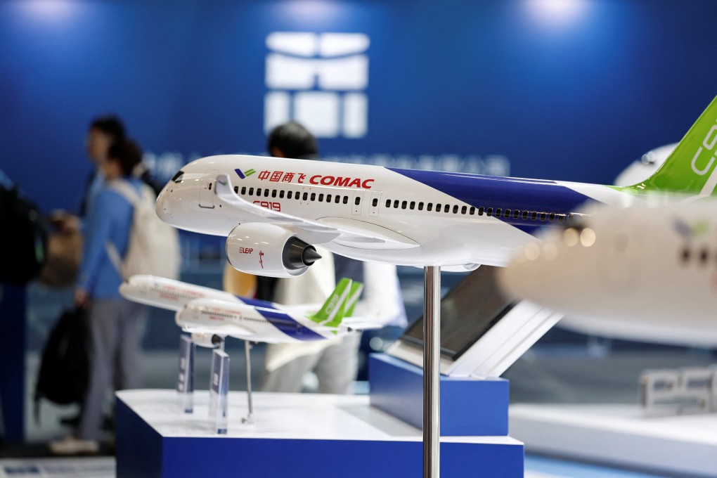 Models of aircraft, including the C919, are displayed at the Comac pavilion during the 55th International Paris Airshow, June 18, 2025. Photo: Reuters