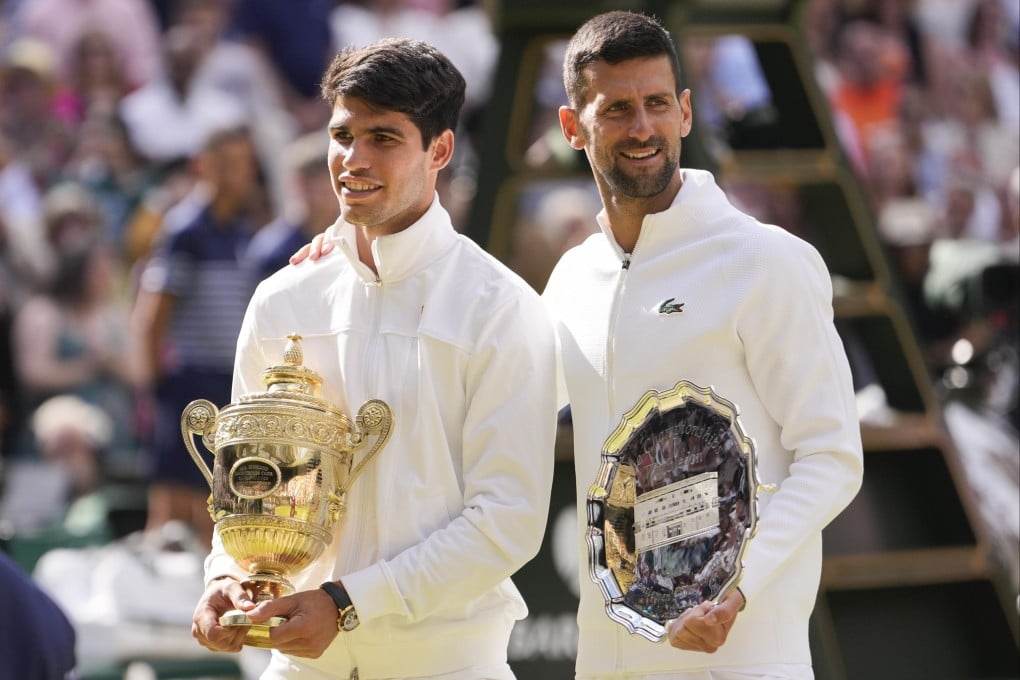 Carlos Alcaraz (left) won Wimbledon last year by beating Novak Djokovic (right), who won it 10 years ago, when prize money was half what it is this year. Photo: AP