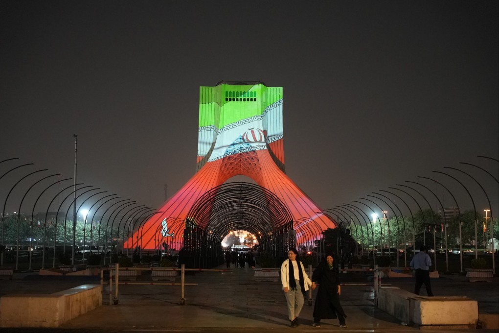 An illuminated monument at the Azadi Square in Tehran. Since the start of the war on June 13, Iranian officials have sharply criticised the International Atomic Energy Agency for failing to condemn the Israeli and US strikes. Photo: Xinhua