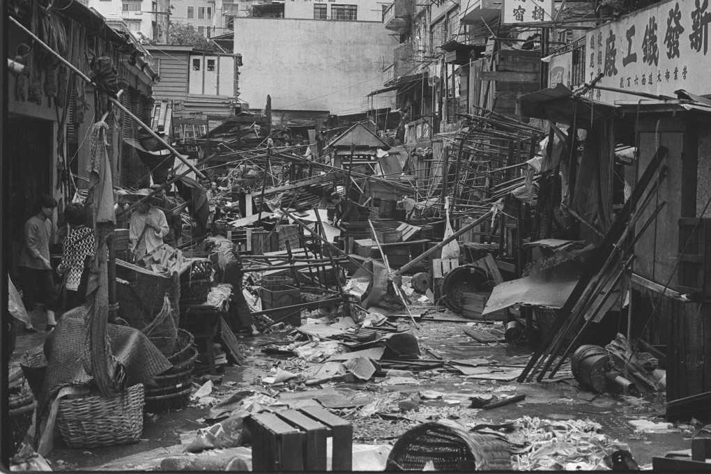 Typhoon Rose caused severe damage to a Hong Kong squatter area after making landfall on August 16, 1971, packing winds of up to 165km/h. Photo: SCMP Archives