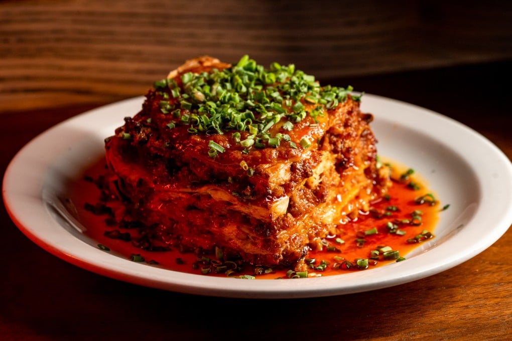 Mapo burrata lasagna from Yaya’s Pasta. The Shanghai-based restaurant will partner with Salisterra’s culinary adviser Ricardo Chaneton for a four-course menu showcasing a unique crossover of Chinese and Mediterranean flavours in Hong Kong this weekend. Photo: Yaya’s Pasta