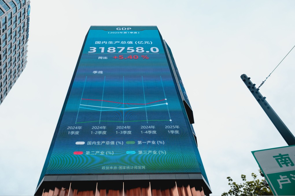 A screen showing local stock and economic data in Shanghai. Photo: EPA-EFE