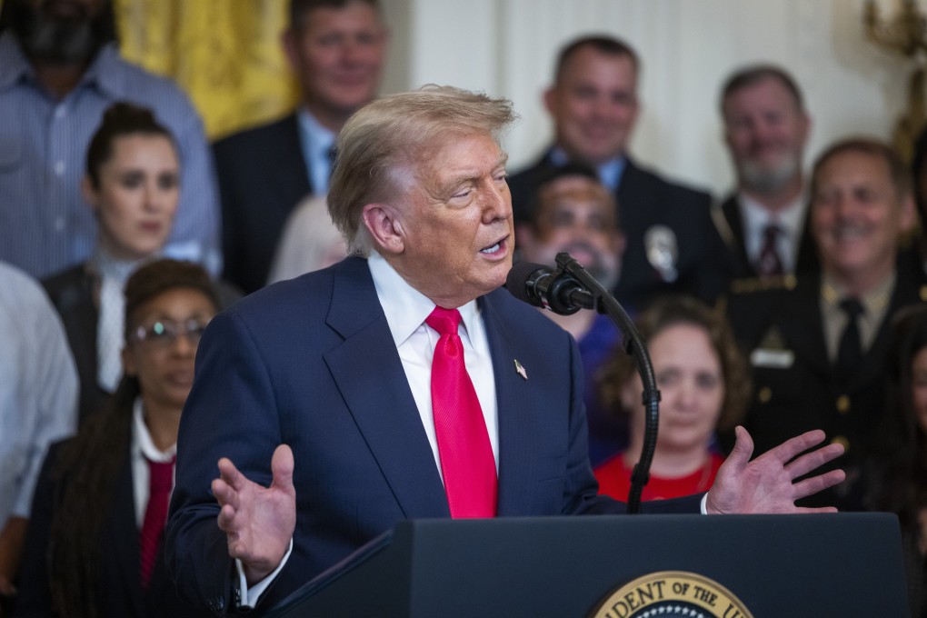 US President Donald Trump speaks in the East Room of the White House on Thursday. Photo: EPA