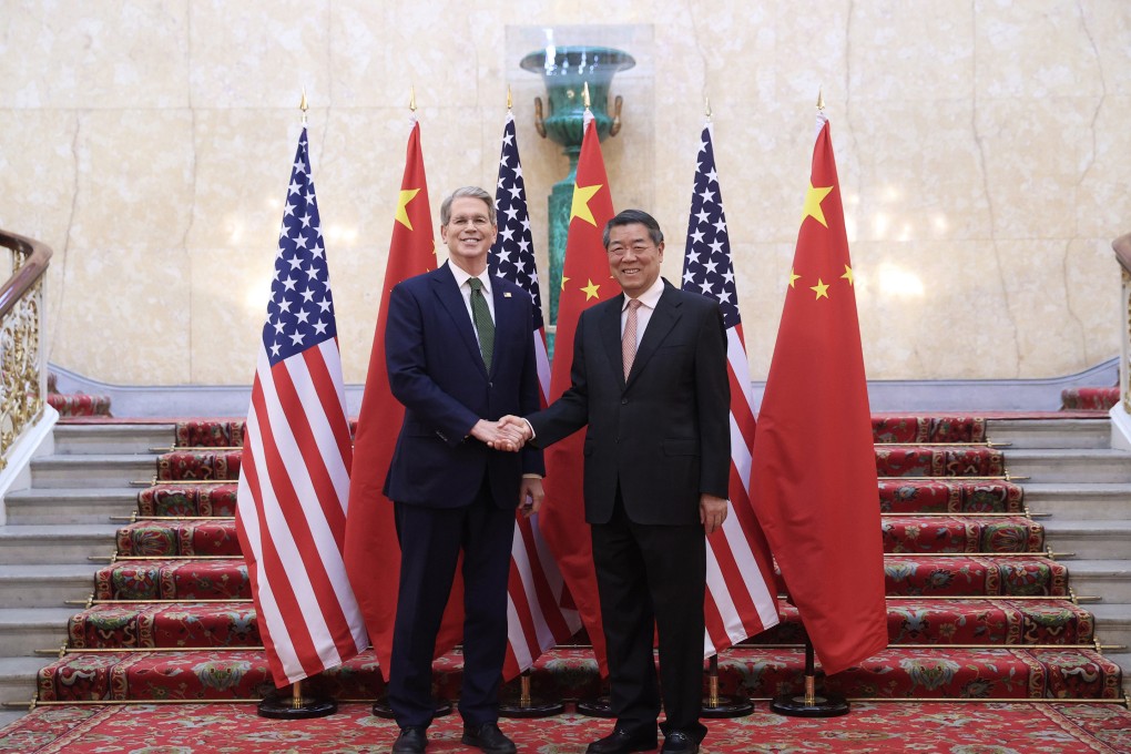 US Commerce Secretary Scott Bessent (left) with Chinese Vice-Premier He Lifeng for trade talks in London, England, on June 9, 2025. Photo: Xinhua via ZUMA Press/TNS