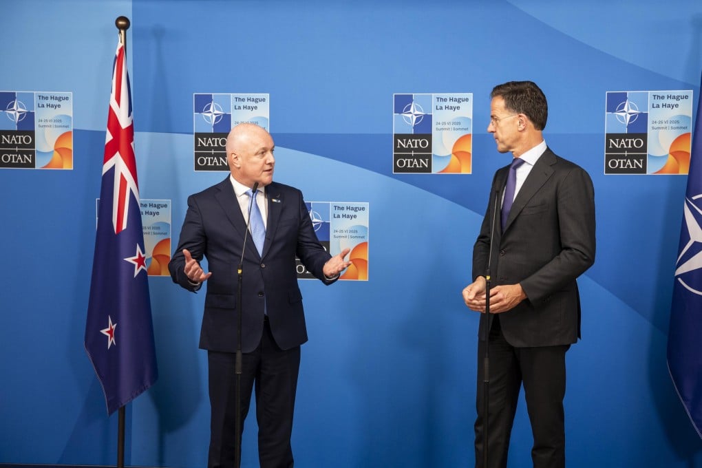 New Zealand Prime Minister Christopher Luxon (left) and Nato Secretary General Mark Rutte attend a summit press briefing in the Netherlands, on Tuesday. The absence of other Indo-Pacific leaders in the region signaled anxiety about waning US commitment to the region, experts say. Photo: EPA