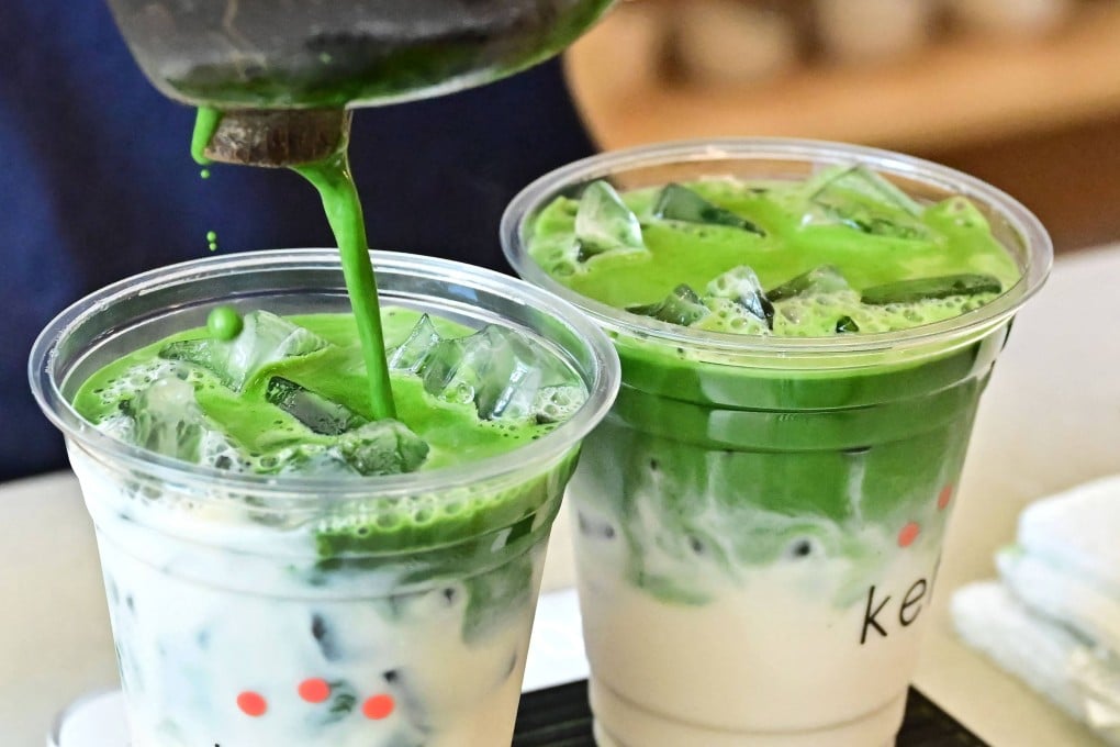 Matcha is added to drinks at Kettl Tea in Los Angeles, California. The rising popularity of the powdered Japanese tea is creating challenges for producers, who are struggling to keep up with demand. Photo: AFP