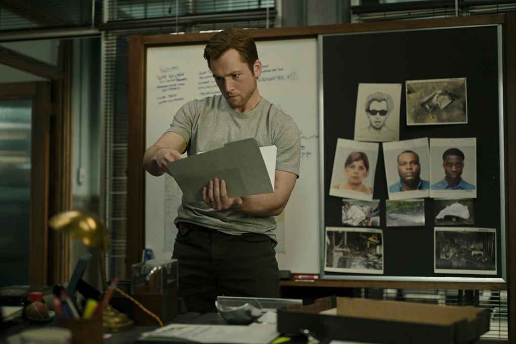 Taron Egerton in a still from the new Apple TV+ series Smoke. Photo: AP