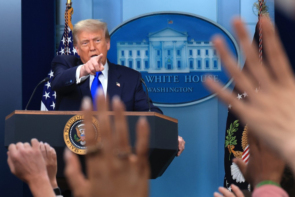 US President Donald Trump at the White House on Friday discussing a timetable for tariffs. Photo: Getty Images/TNS