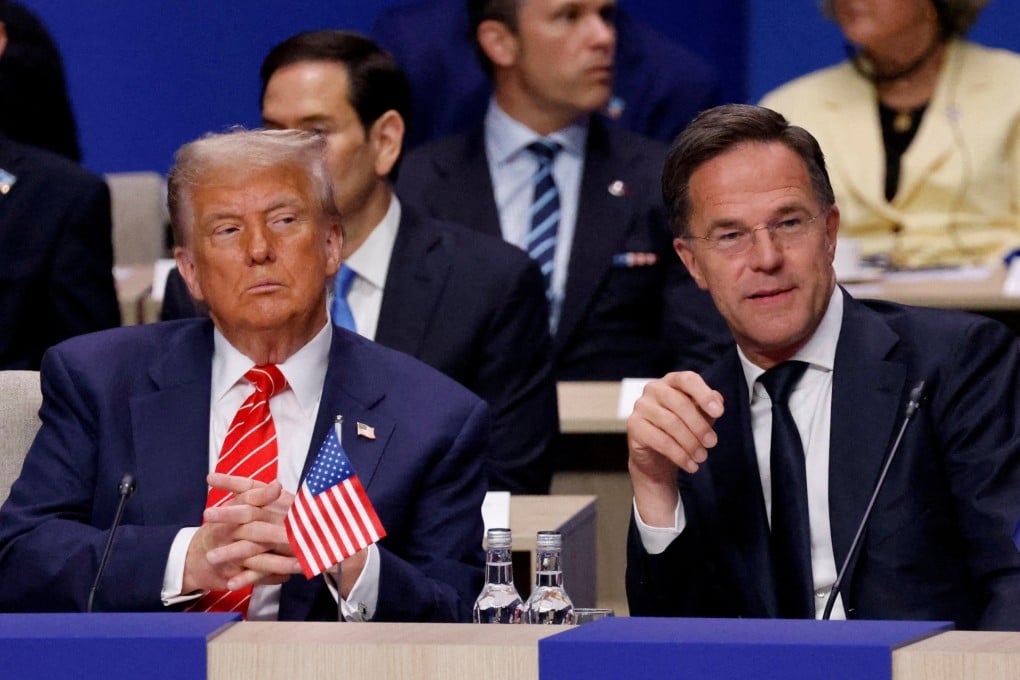 US President Donald Trump and Nato Secretary General Mark Rutte attend the start of a NATO leaders summit in The Hague, Netherlands, on Wednesday. Photo: Pool vis Reuters