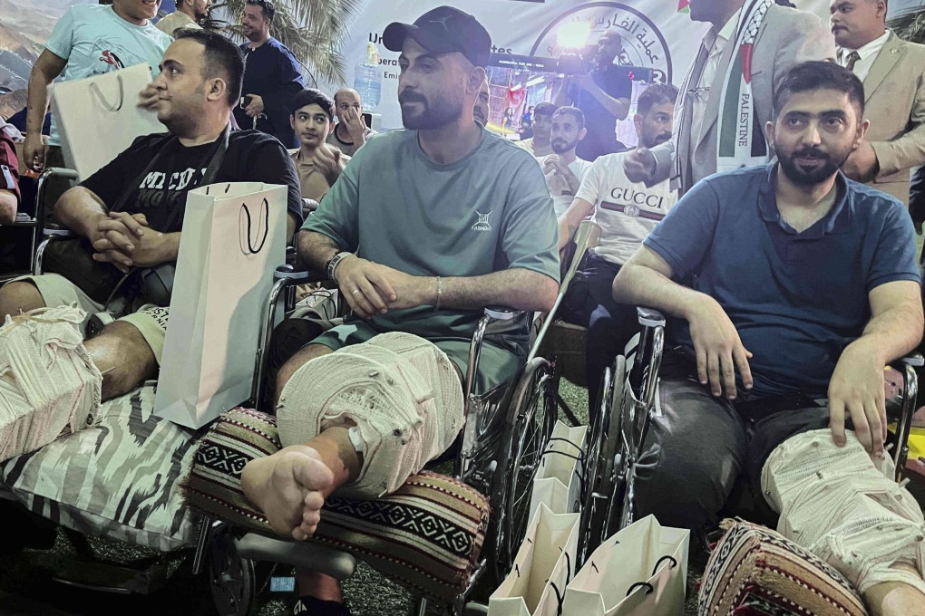 Palestinians injured during Israeli airstrikes on Gaza receive medical care at the UAE Floating Hospital in Al Arish, Egypt, on Friday. Photo: AP