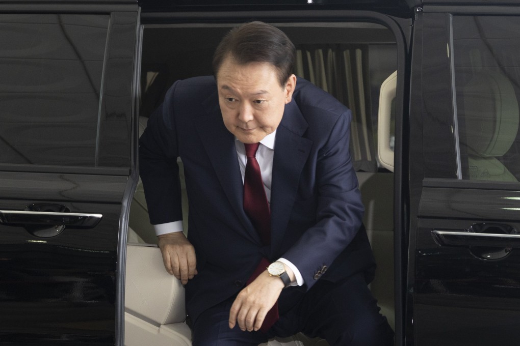 Former president Yoon Suk-yeol arrives for questioning at the special prosecutor’s office in Seoul on Saturday. Photo: EPA