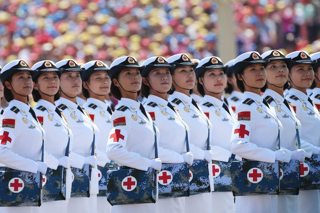 Chinese medical corps soldiers march in a military parade in Beijing in 2015, marking the 70th anniversary of Japan’s surrender to the allied forces. Photo: EPA