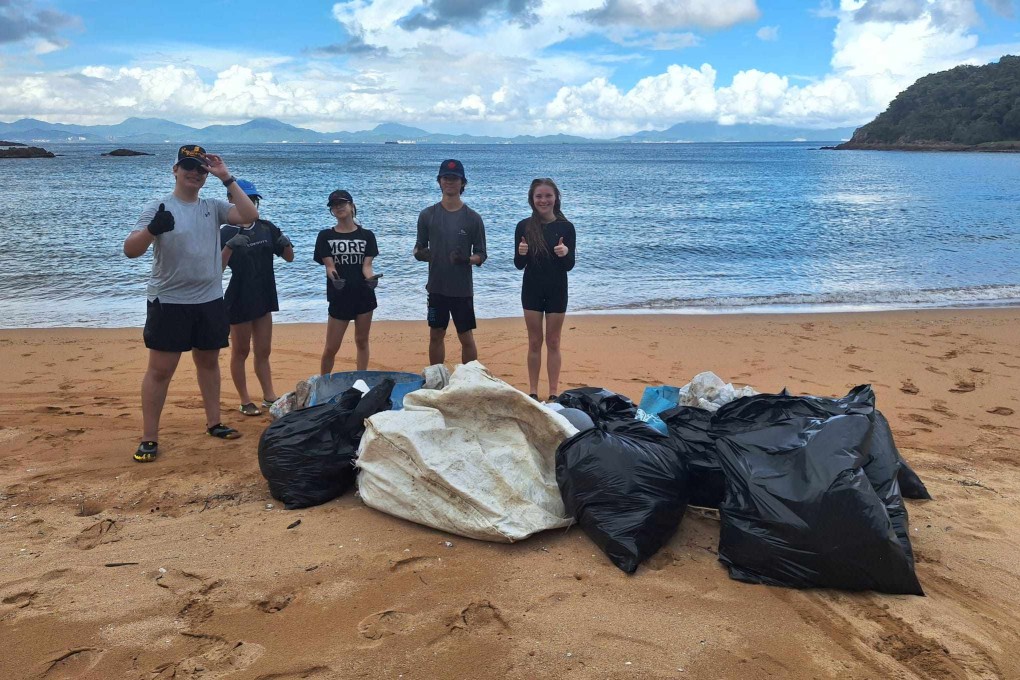 Students from Malvern College Hong Kong cleared beaches in the New Territories of plastic waste. Photo: Handout
