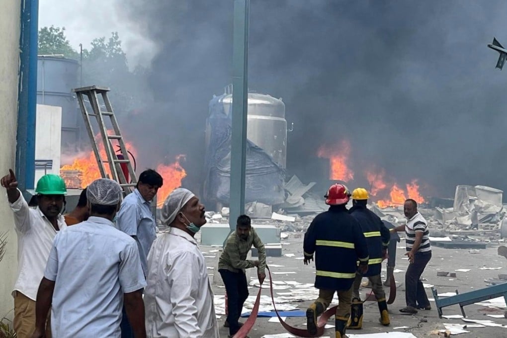 The scene of the reactor explosion at a Sigachi Industries unit in India’s Telangana state on Monday. Photo: Handout