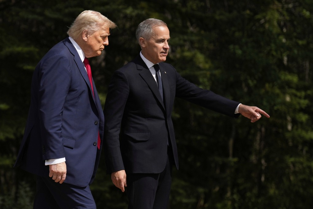 US President Donald Trump and Canada’s Prime Minister Mark Carney at this month’s G7 summit. Photo: AP