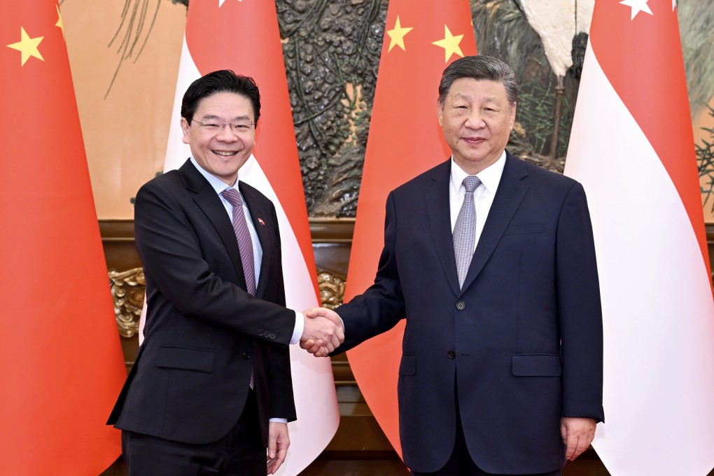 Singaporean Prime Minister Lawrence Wong meets Chinese President Xi Jinping in the Great Hall of the People, in Beijing, on June 24. Photo: Xinhua