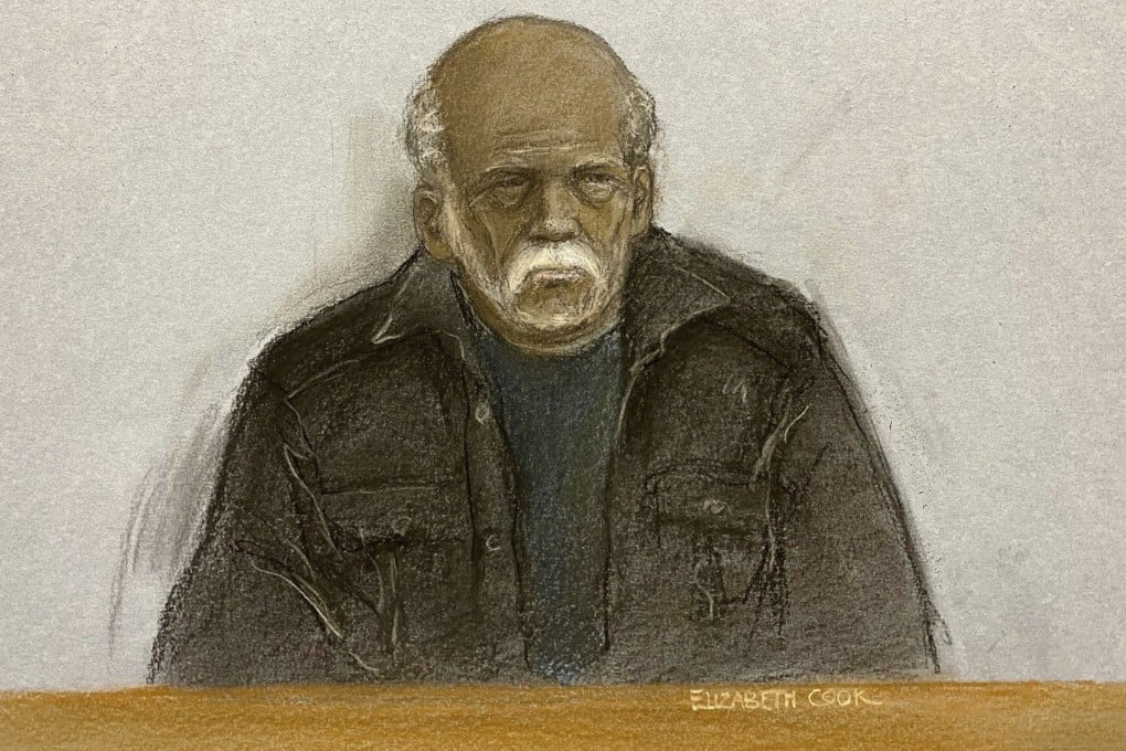 A court artist drawing shows 92-year-old Ryland Headley appearing via video link at Bristol Magistrates’ Court in November. Photo: Elizabeth Cook / PA via AP