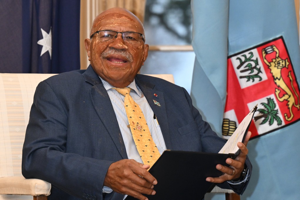 Fijian Prime Minister Sitiveni Rabuka pictured at a meeting with Australia’s governor-general at Government House in Canberra, Australia, on Tuesday. Photo: EPA