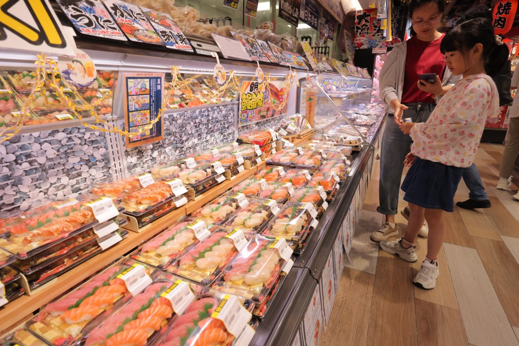 A child looks at the seafood section at Don Don Donki in Tsim Sha Tsui on August 24, 2023, after the Hong Kong government announced its ban on the import of seafood from 10 Japanese prefectures. Photo: Jelly Tse