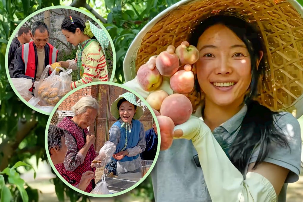 A Chinese woman who left school at the age of 15 to support her family has attracted millions of fans by selling produce online. Photo: SCMP composite/Douyin