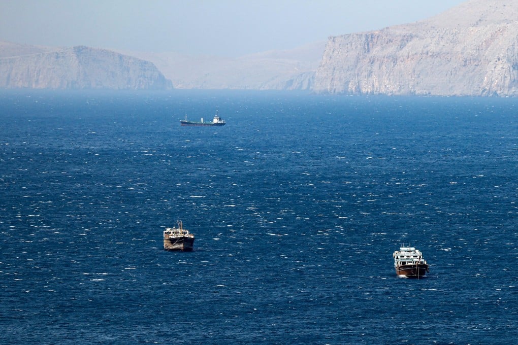 Ships in the Strait of Hormuz as seen from Khasab, Oman. Photo: EPA-EFE