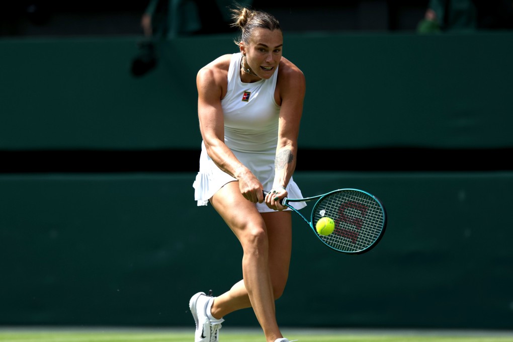 Aryna Sabalenka of Belarus beat Marie Bouzkova of Czech Republic in the second round of Wimbledon on Wednesday. Photo: EPA
