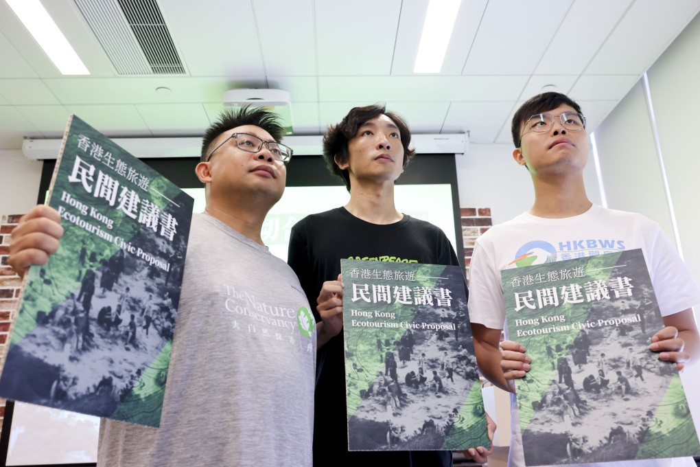 (From left) Tom Chan, community conservation manager with the Nature Conservancy Hong Kong; Ha Shun-kuen, campaigner with Greenpeace; and Anson Tse, research officer with Hong Kong Bird Watching Society. Photo: Nora Tam
