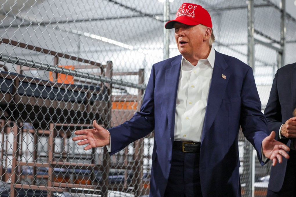US President Donald Trump visits a migrant detention centre in Ochopee, Florida, on July 1. Photo: Reuters