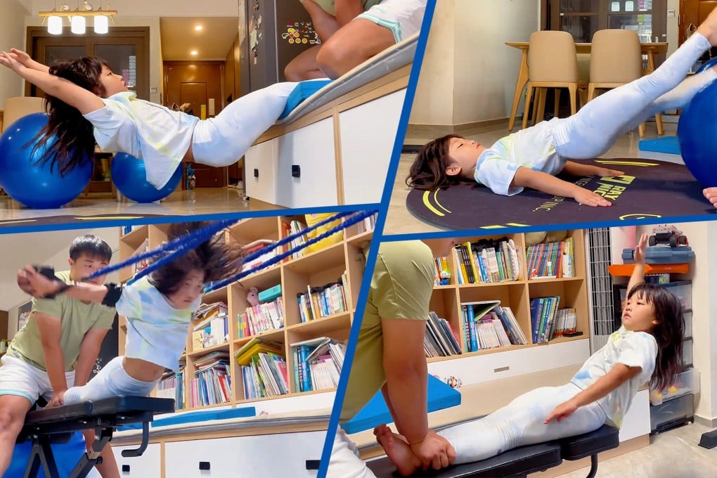 A seven-year-old Chinese girl who developed a passion for swimming at the age of four has amazed social media with her passion for an array of sports and her physical strength at such a young age. Photo: SCMP composite/Douyin