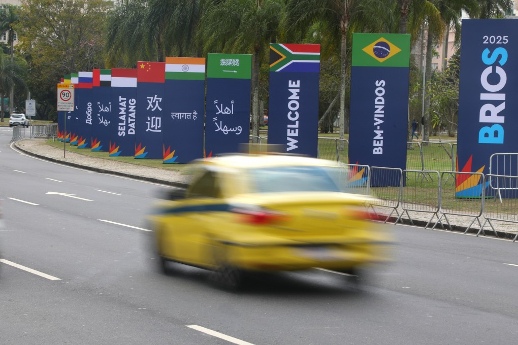Official Brics signage lines the avenue outside Rio’s Museum of Modern Art, the designated venue for the leaders’ summit scheduled for July 6-7.