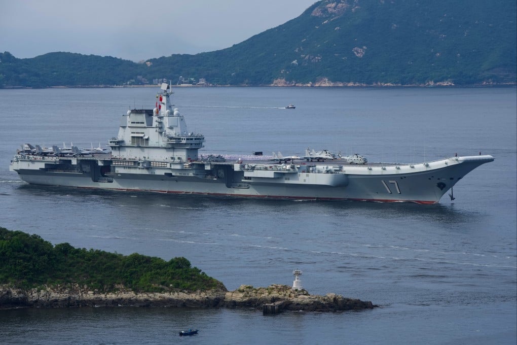 The Chinese aircraft carrier Shandong on Thursday at the start of its first visit to Hong Kong. Photo: Sam Tsang
