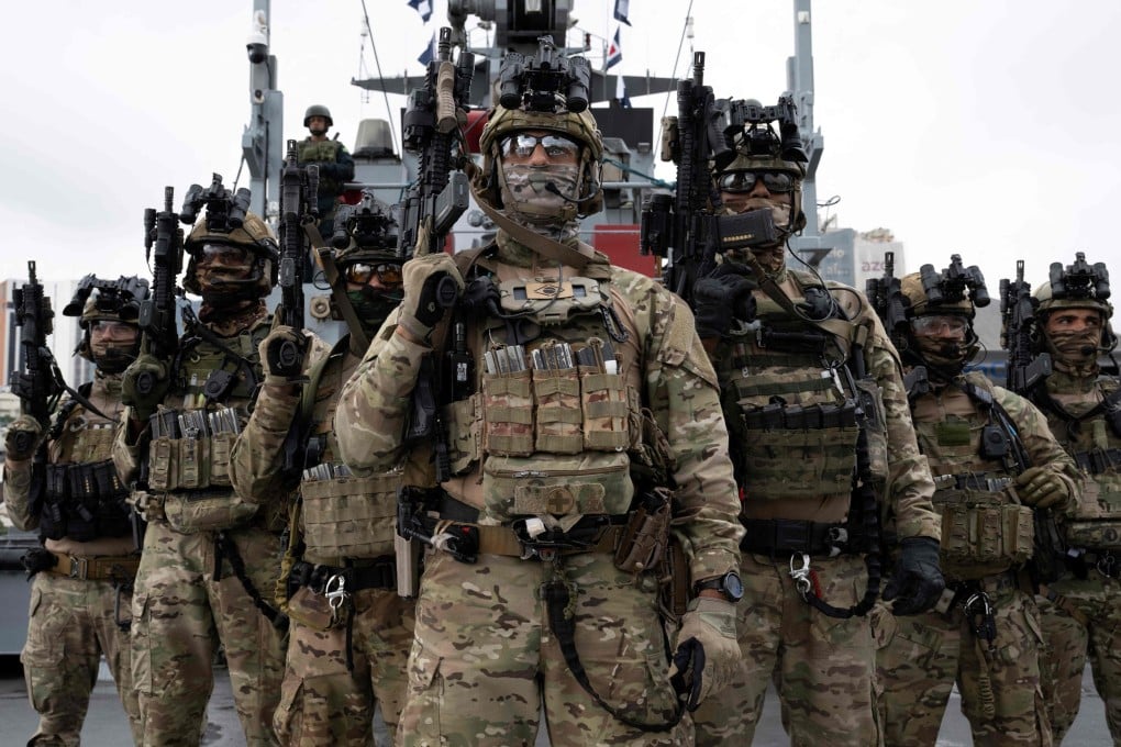 Members of the Brazilian Navy participate in an exercise on the Offshore Patrol Vessel “Apa” as part of preparations for the upcoming Brics summit in Rio de Janeiro, Brazil, on Thursday. Photo: AFP