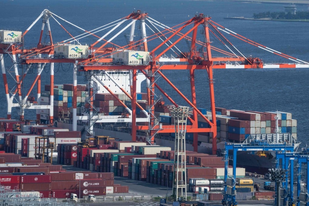 Tokyo’s international cargo terminal on Friday. Japan could be hit by US tariffs as high as 35 per cent when the 90-day pause ends on July 9. Photo: AFP