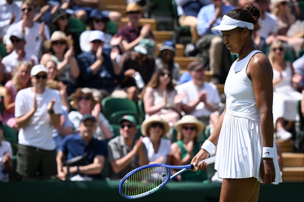 Japan’s Naomi Osaka reacts after losing to Russia’s Anastasia Pavlyuchenkova in their third round Wimbledon match at The All England Lawn Tennis and Croquet Club. Photo: AFP