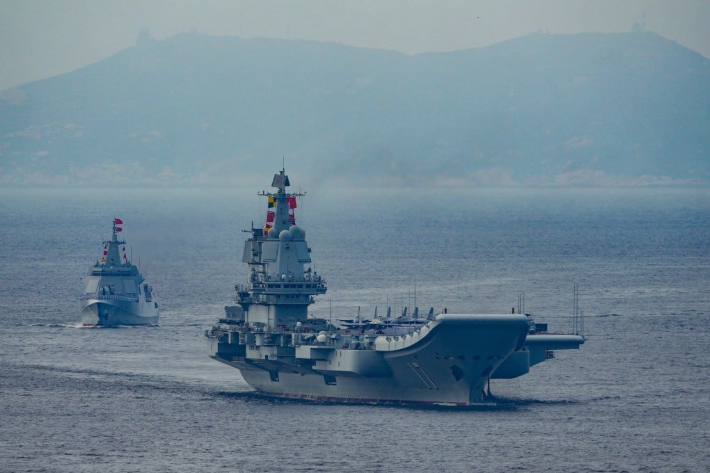 The aircraft carrier Shandong and its accompanying strike group enter Hong Kong waters as part of a five-day trip. Photo: Sam Tsang