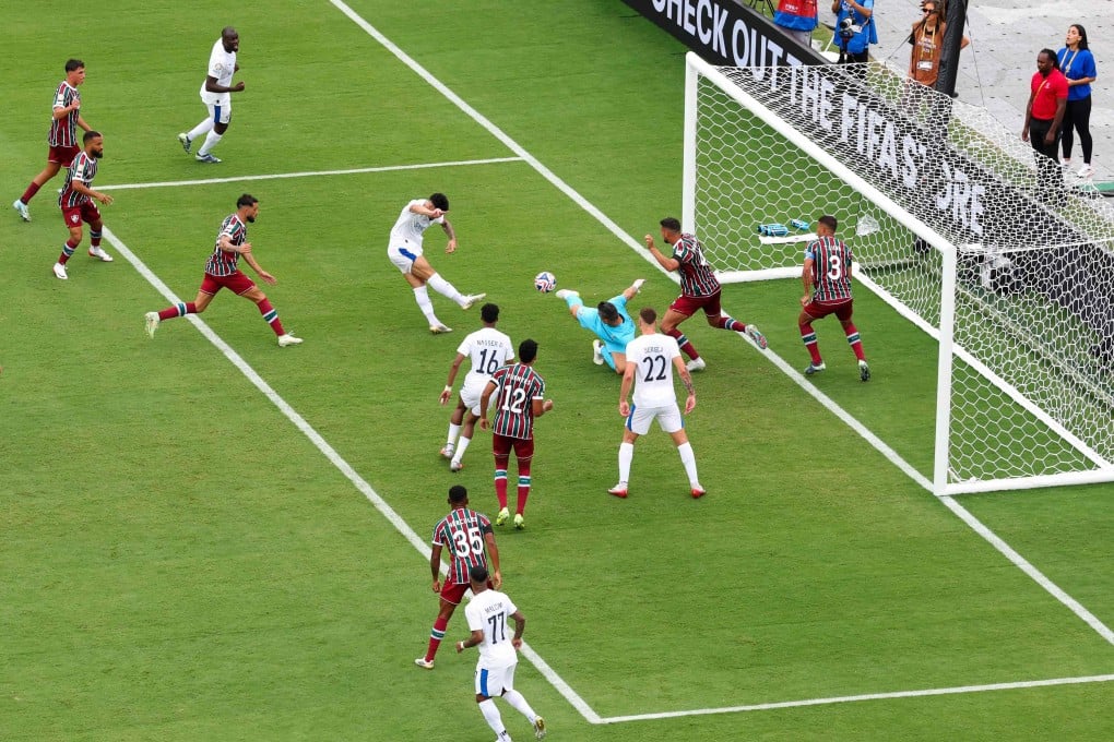 Marcos Leonardo (centre) scores Al-Hilal’s goal in their 2-1 loss to Fluminense in the Fifa Club World Cup quarter-final on Friday. Photo: AFP