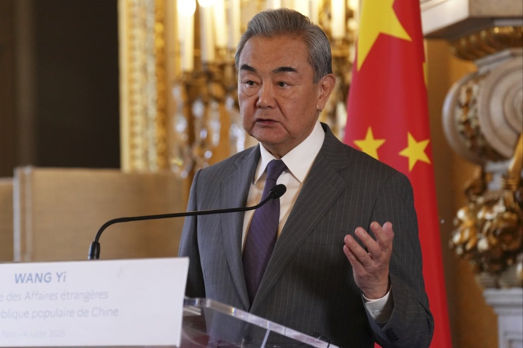 Chinese Foreign Minister Wang Yi, who is currently on a European tour, addresses journalists in Paris, France on Friday. Photo: EPA