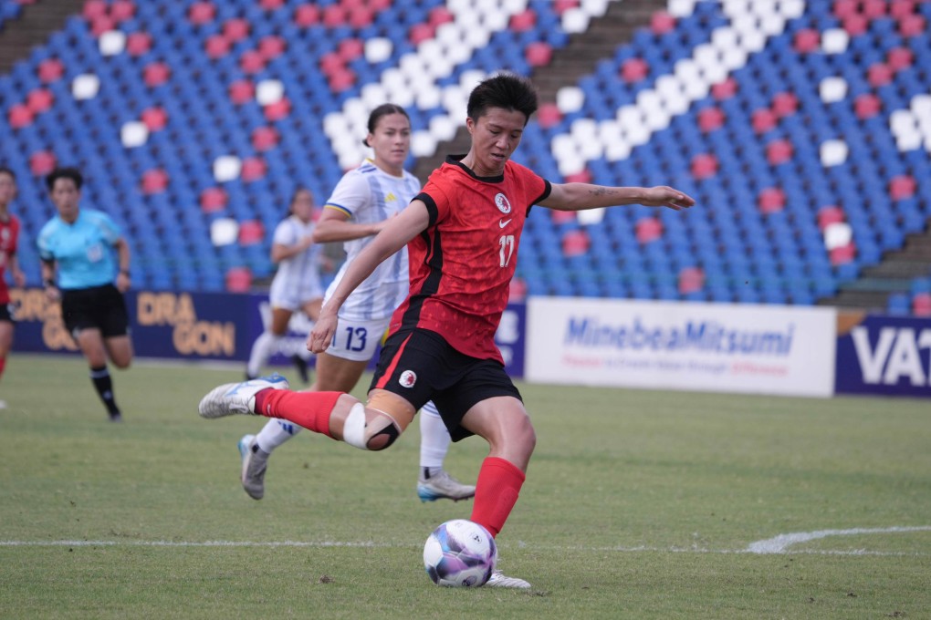 Hong Kong created two good chances for Cheung Wai-ki after going behind early to a goal by the Philippines’ Chandler McDaniel. Photo: HKFA